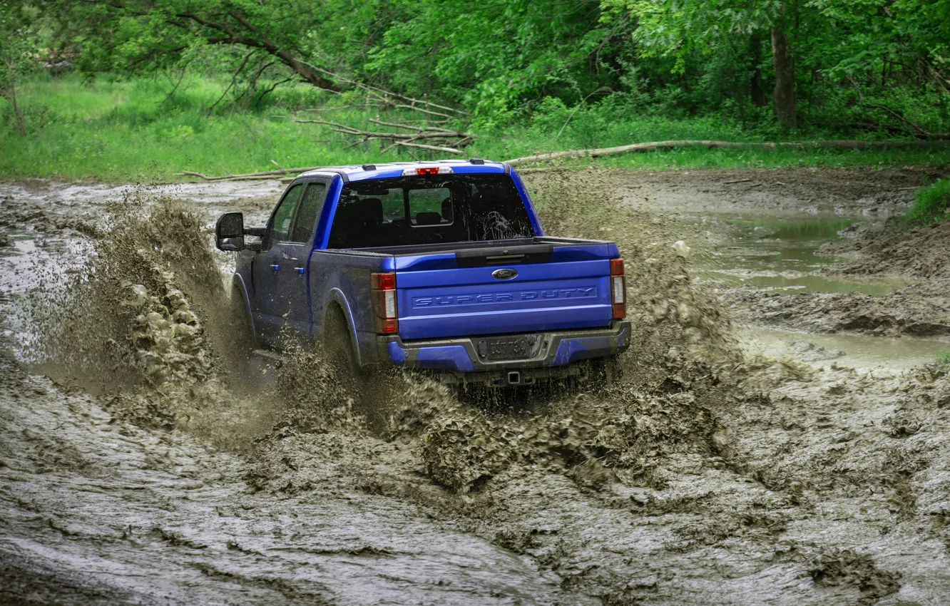 Фото обои синий, Ford, грязь, пикап, Super Duty, F-250, Tremor, 2020