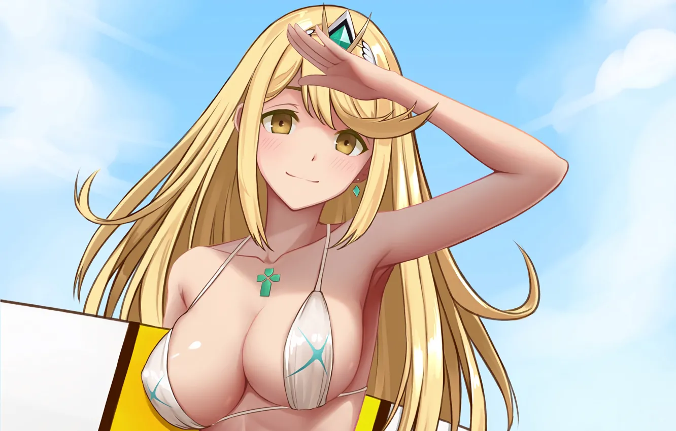 Фото обои girl, sexy, cleavage, long hair, boobs, anime, beautiful, pretty