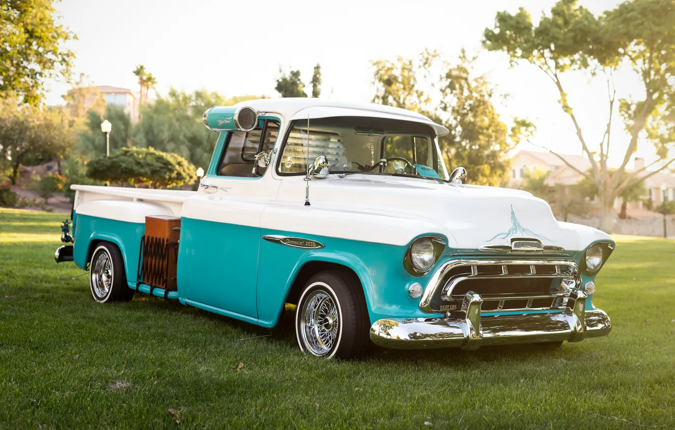 Фото обои ретро, Chevrolet, классика, пикап, 1957, pickup