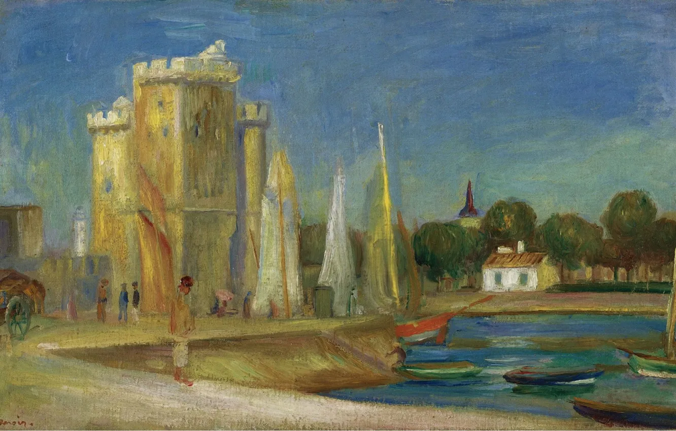 Фото обои картина, 1896, городской пейзаж, Порт Ла-Рошель, Пьер Огюст Ренуар, Pierre Auguste Renoir