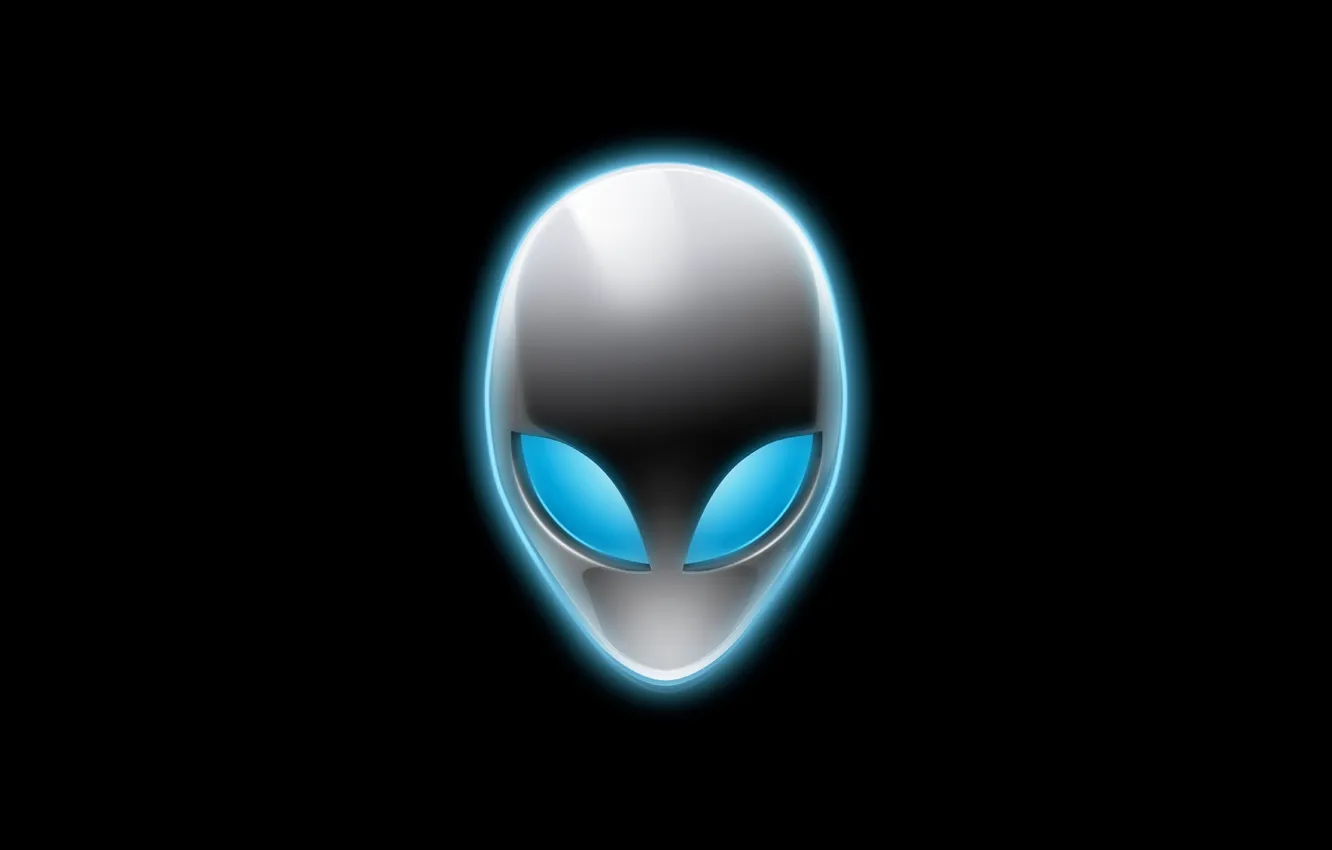 Фото обои логотип, инопланетянин, чёрный фон, Alienware, голова пришельца