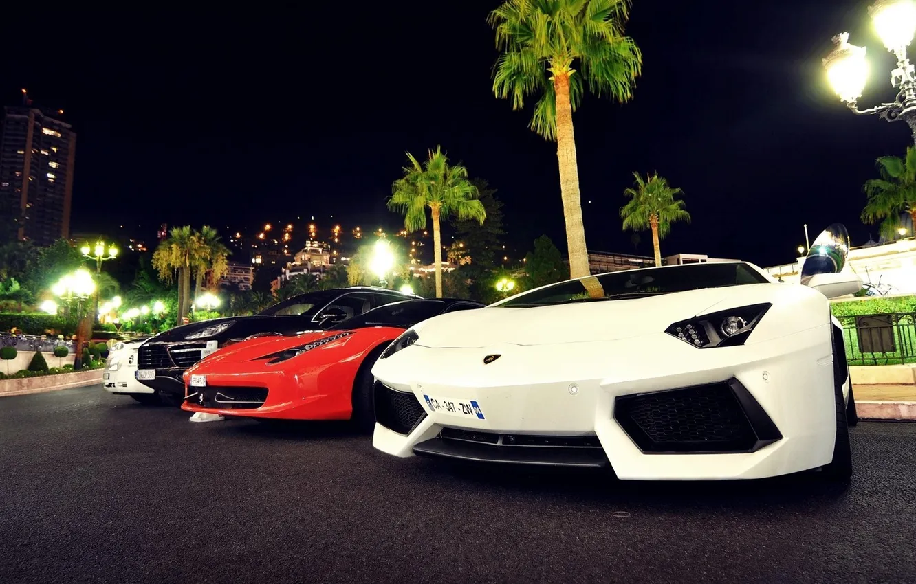 Фото обои белый, LP700-4, Lamborghini Aventador