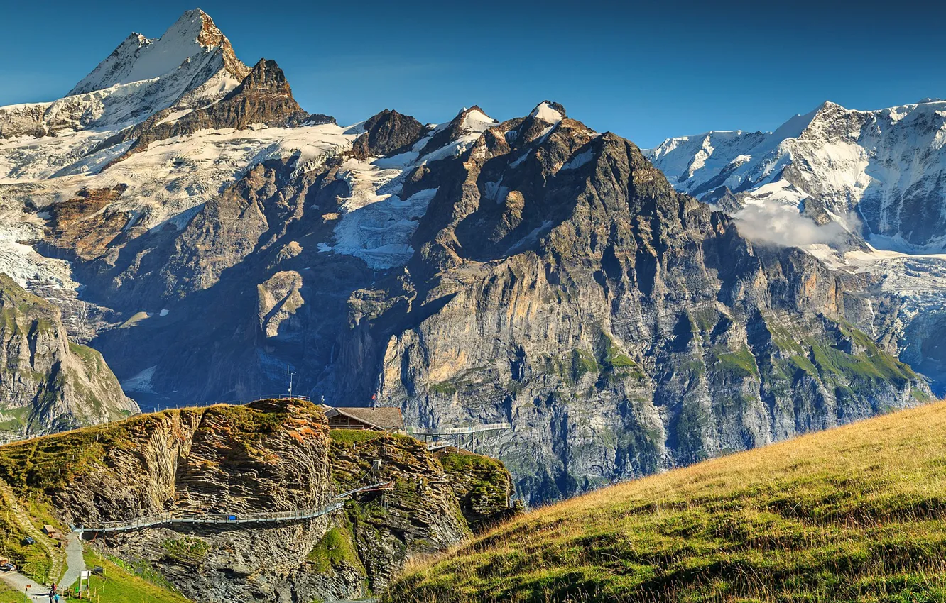 Фото обои горы, Швейцария, Альпы, Switzerland, Bernese Alps, Canton of Bern