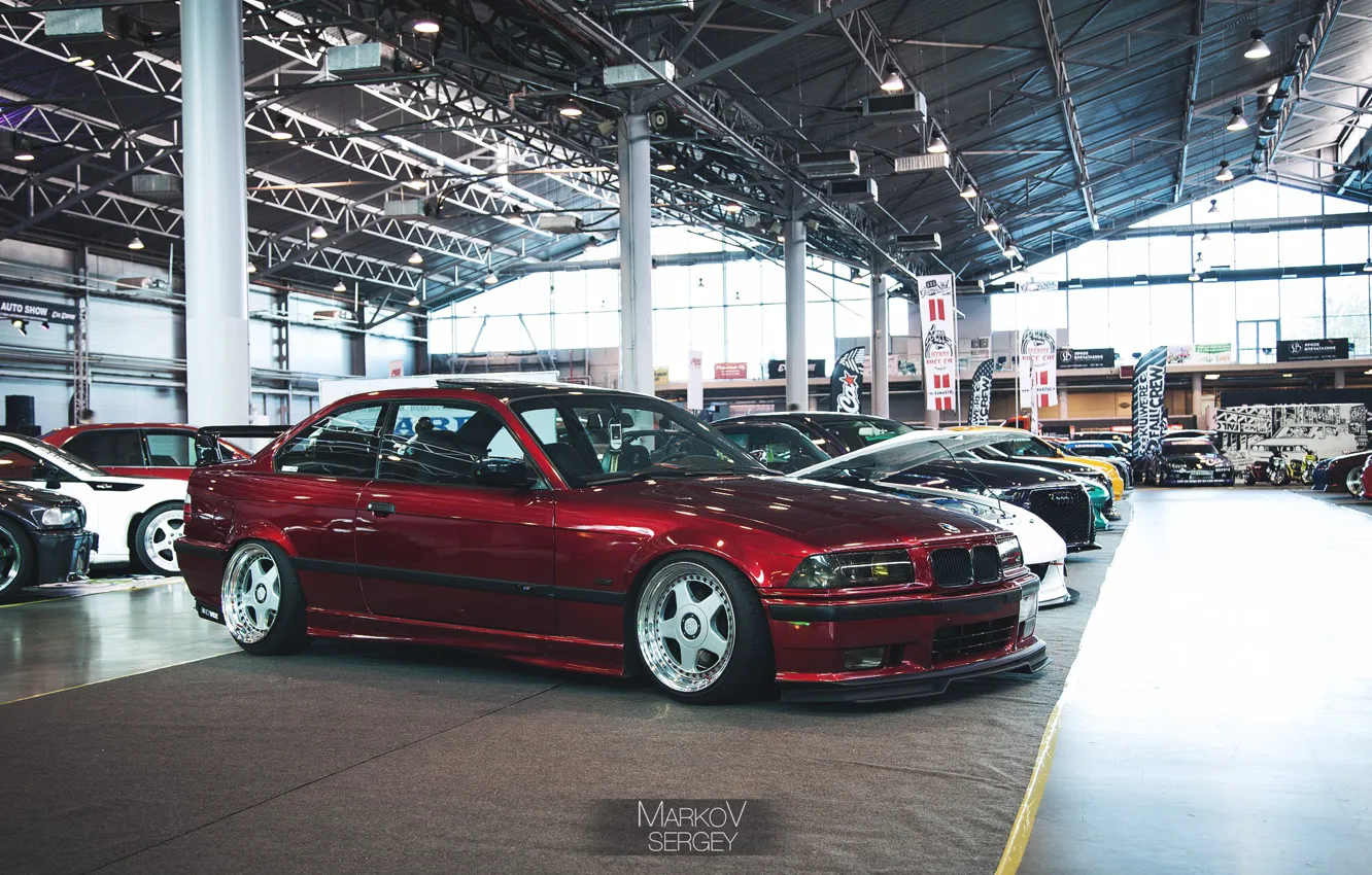 Фото обои BMW, Red, E36, stance nation
