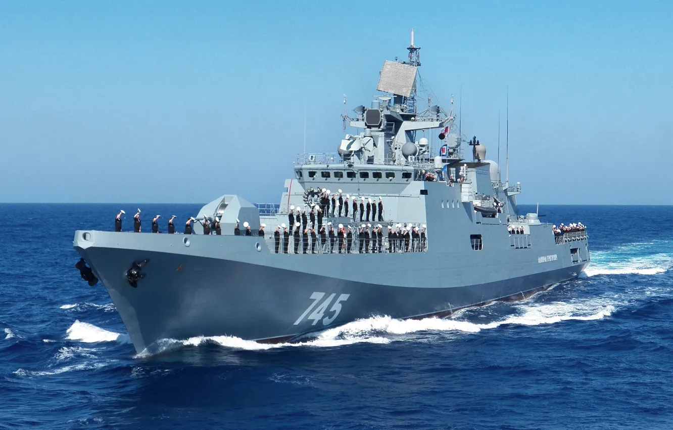 Фото обои ВМФ, Фрегат, приветствие, Средиземное море, &ampquot;Адмирал Григорович&ampquot;