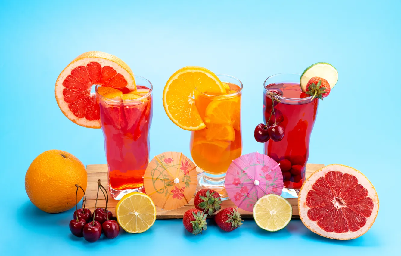 Фото обои ice, fresh, fruit, cocktails, slices, fresh fruit
