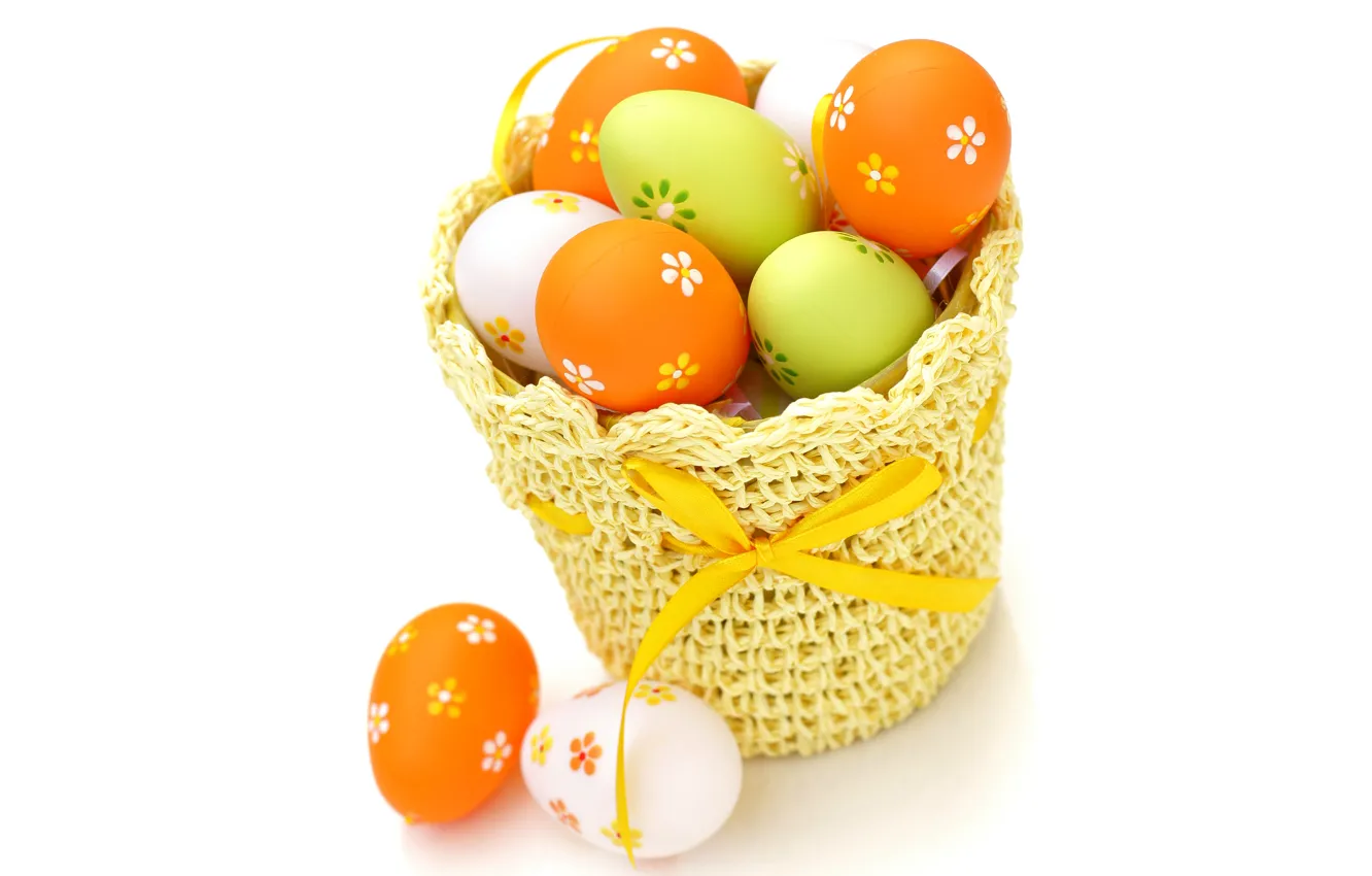 Фото обои краски, цвет, яйца, пасха, корзинка