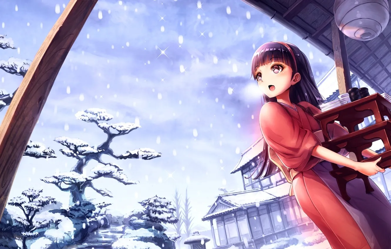 Фото обои зима, девушка, арт, Persona 4