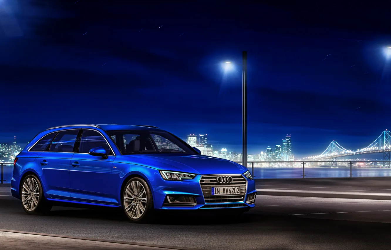 Фото обои Audi, ауди, TDI, синяя, quattro, универсал, Avant, 2015