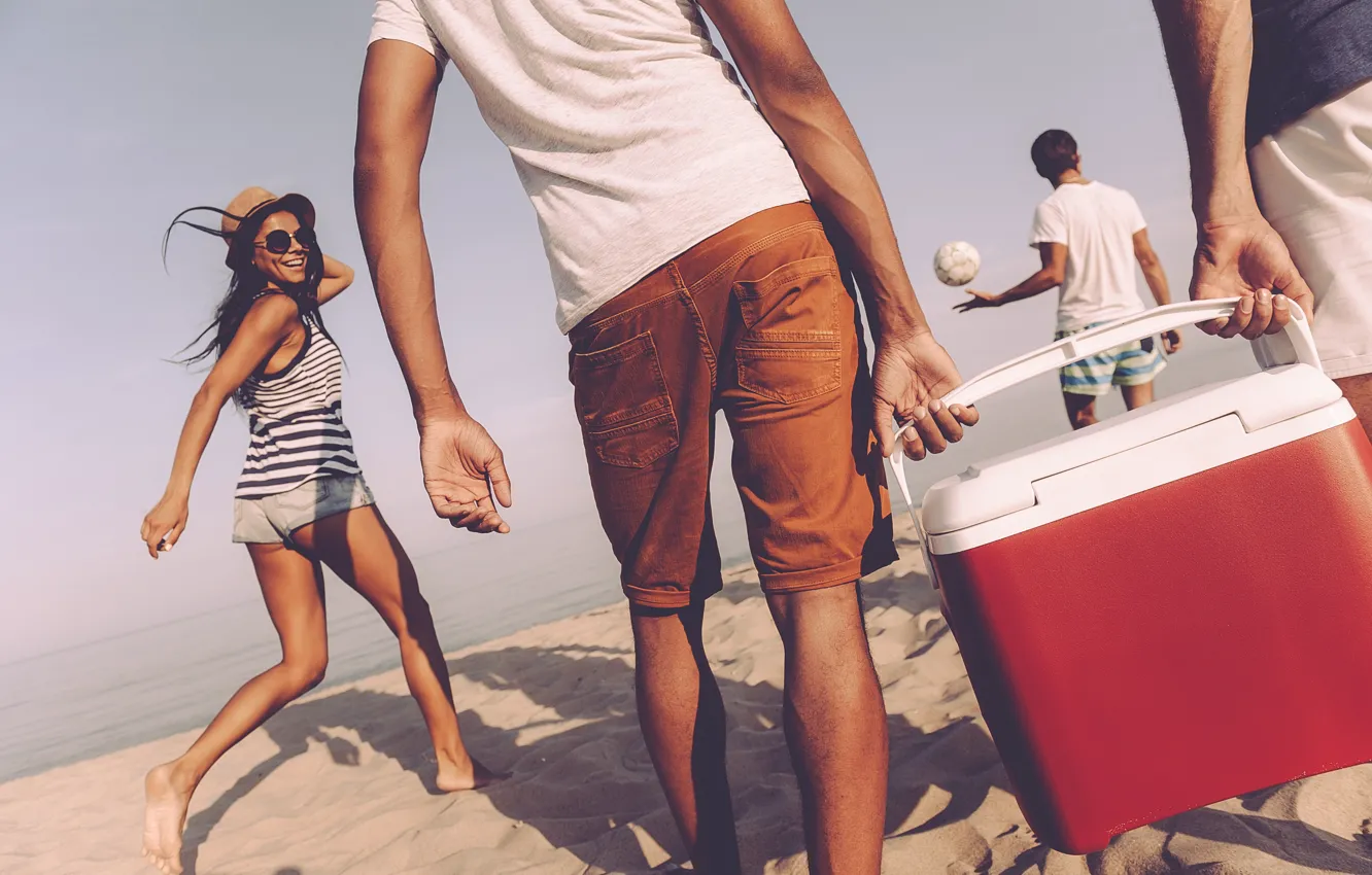 Фото обои Море, Пляж, Девушка, Лето, Beach, Summer, Sea, Парни