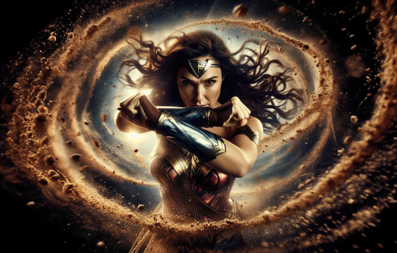 Фото обои брюнетка, арт, костюм, красотка, Wonder Woman, комикс, DC Comics, Галь Гадот