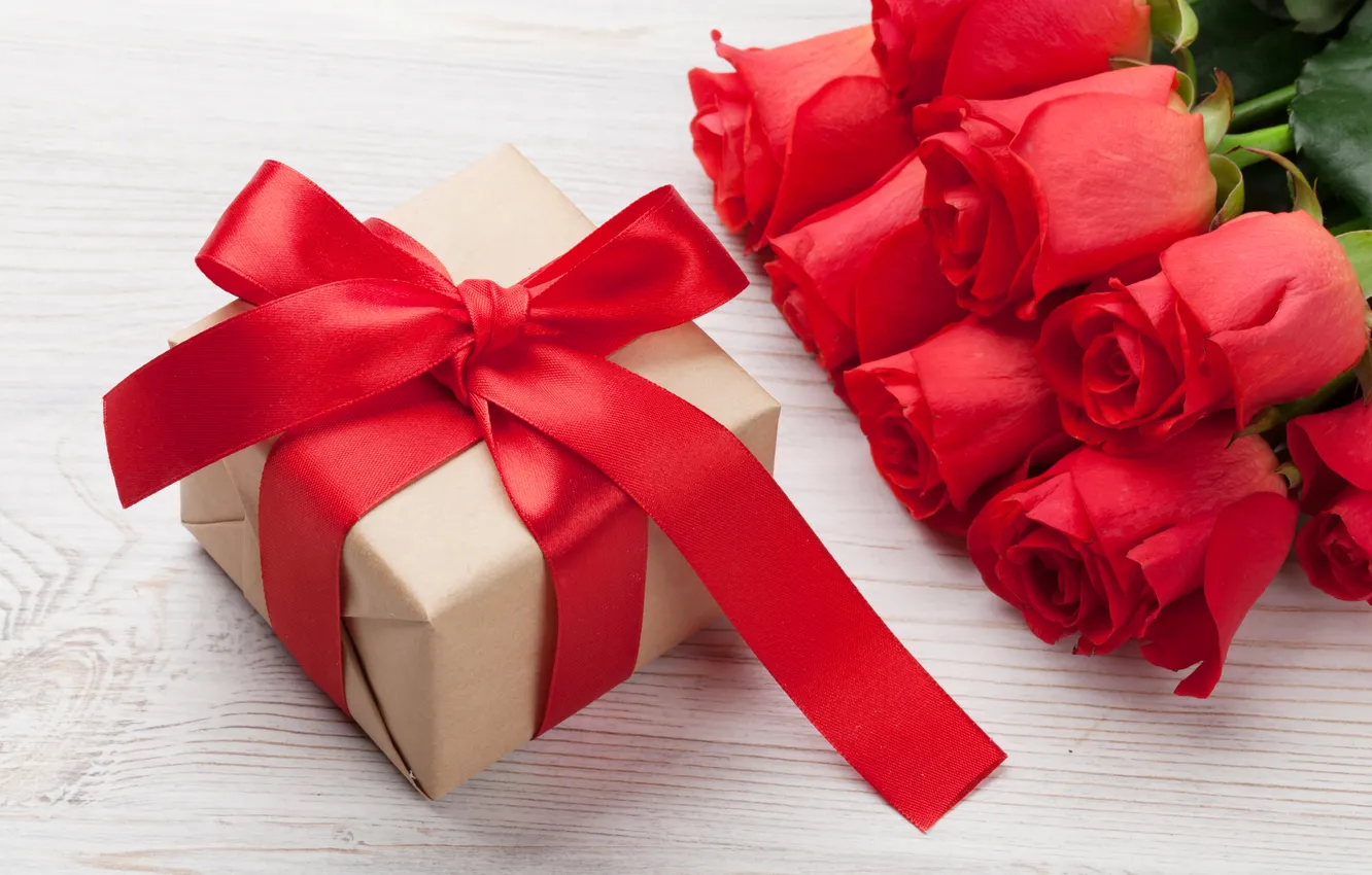 Фото обои любовь, цветы, подарок, романтика, розы, love, happy, День святого Валентина