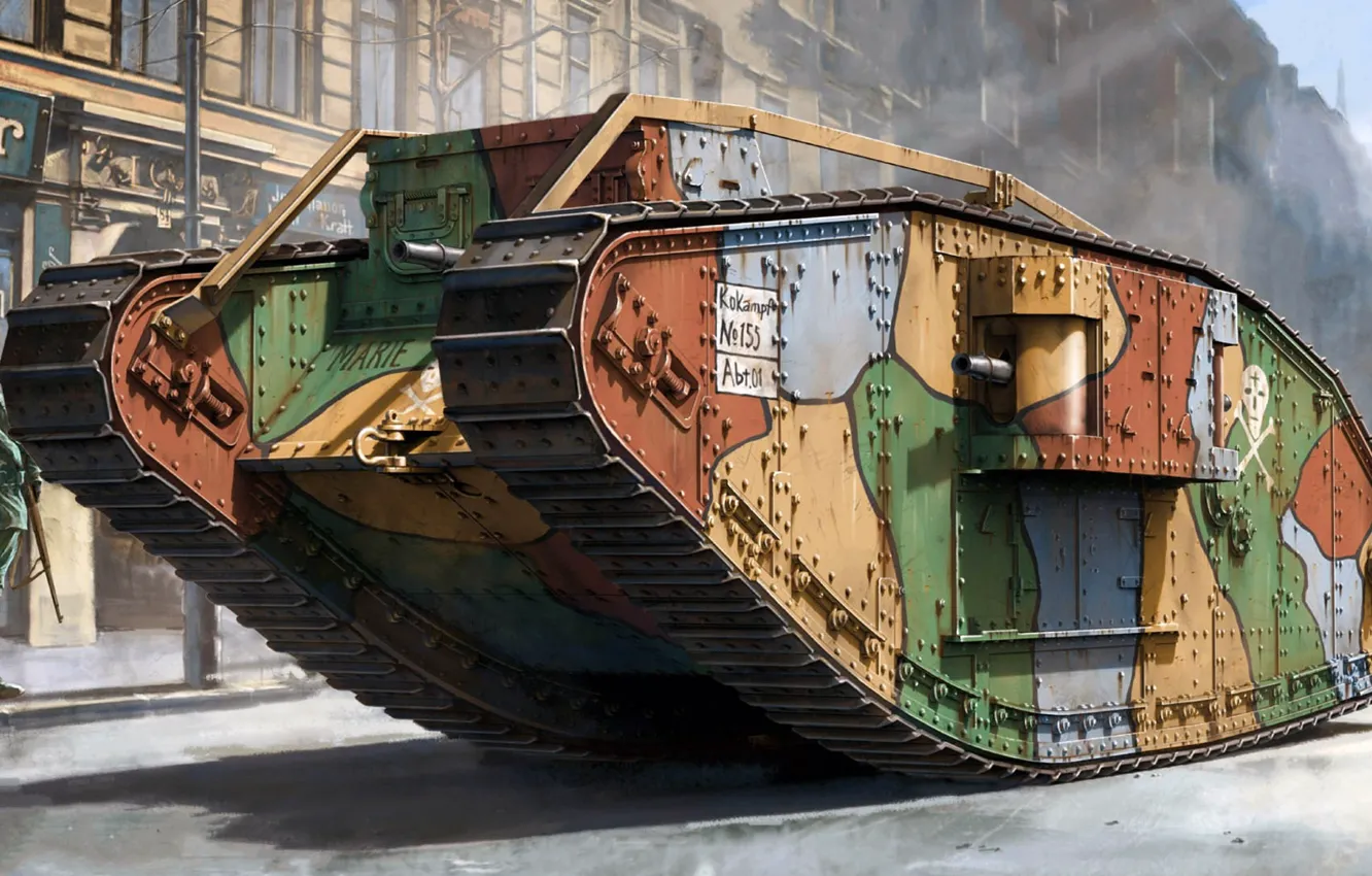Фото обои самец, Mk IV, male, британский тяжёлый танк, Mark IV, захваченный немцами
