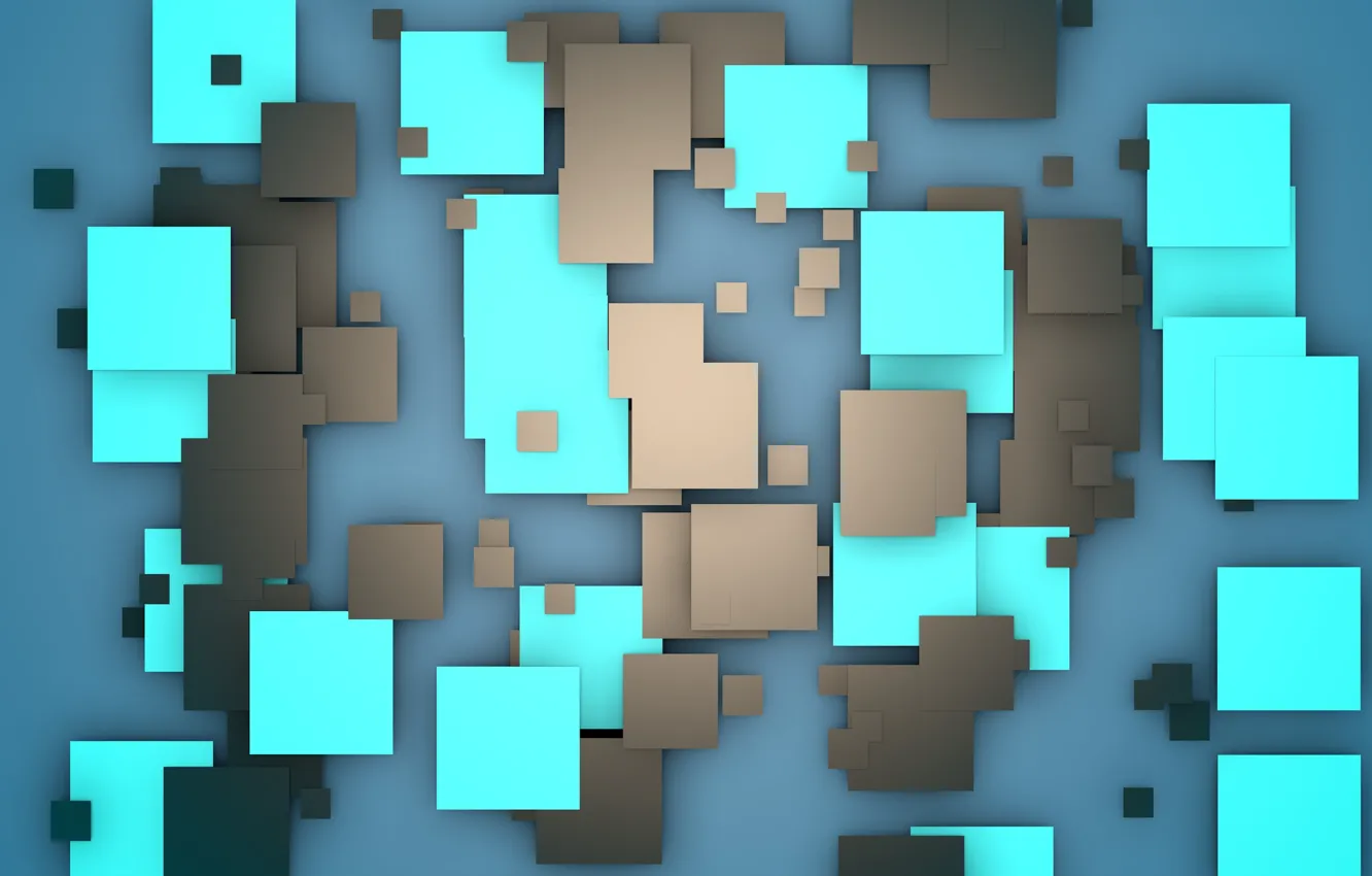 Фото обои абстракция, голубой, квадраты, салатовый, коричневый, material