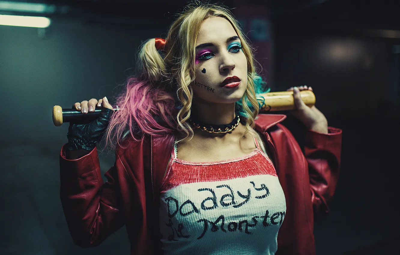 Фото обои Beauty, View, Face, Harley Quinn, Cosplay, Suicide Squad