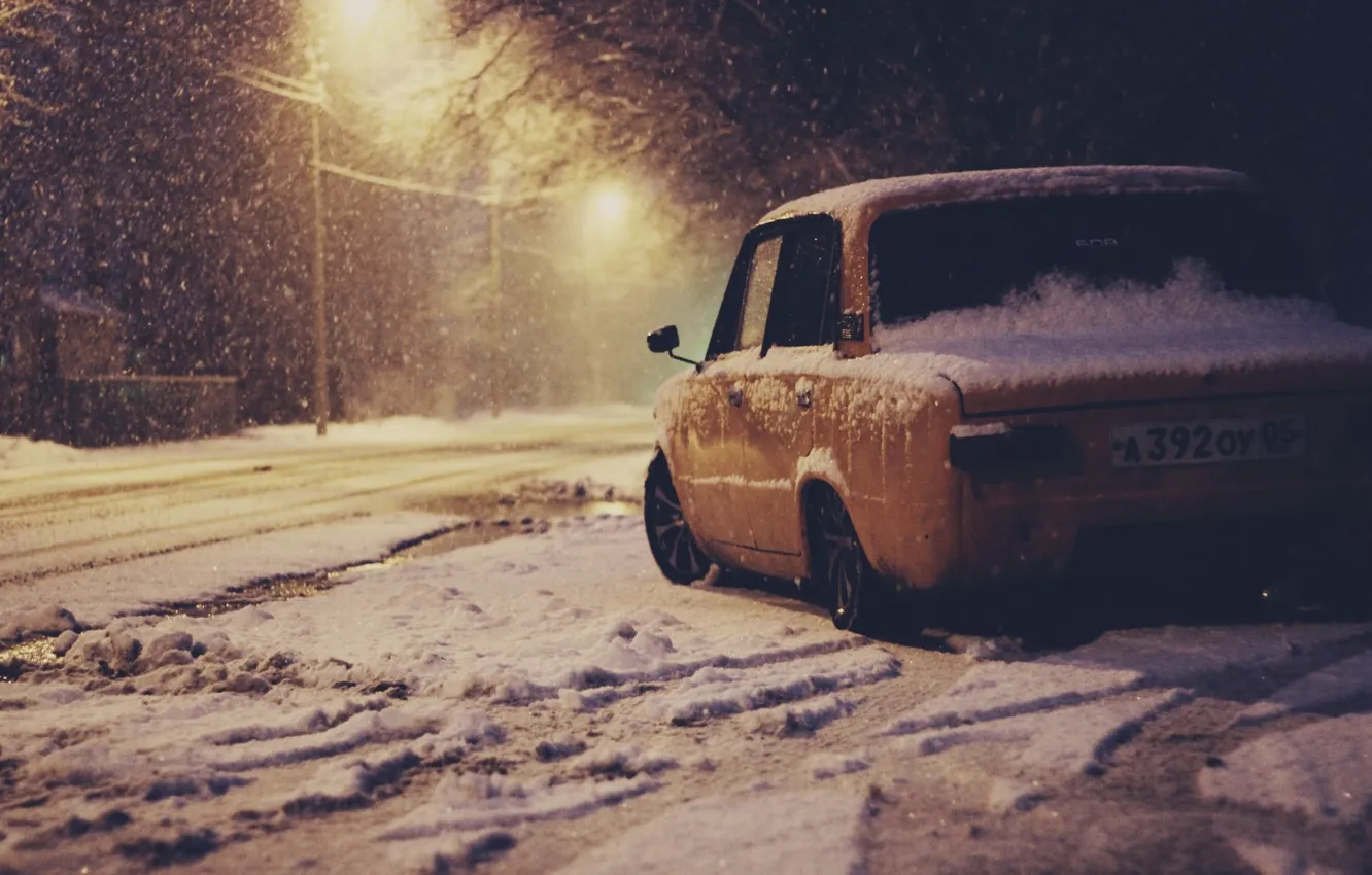 Фото обои зима, машина, авто, копейка, auto, LADA, 2101, ВАЗ
