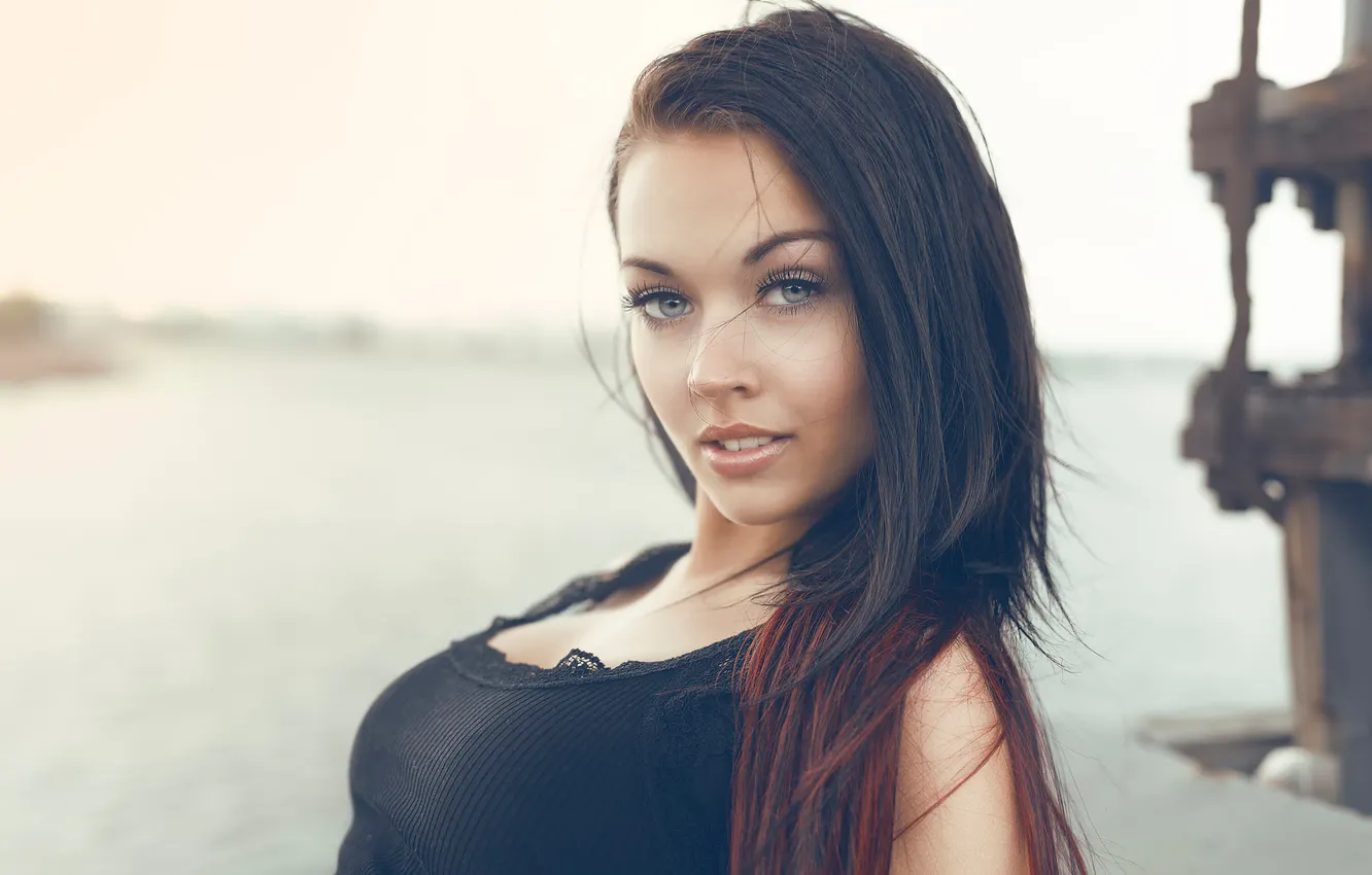Фото обои грудь, взгляд, портрет, pretty girl