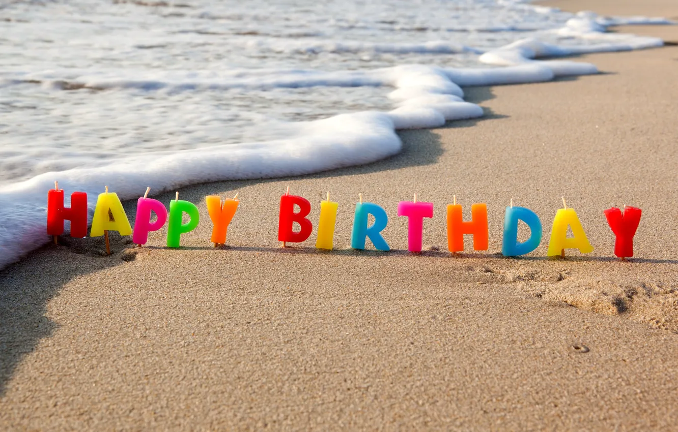 Фото обои happy, beach, sea, sand, holiday, birthday, congratulations
