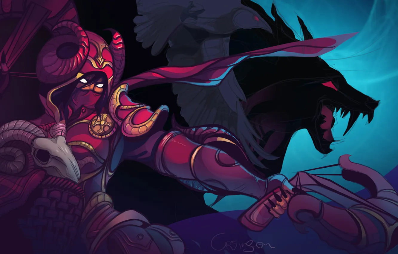 Фото обои Blizzard, Art, Diablo 3, Diablo, Valla, Demon Hunters, Nephalem, Vengeance Incarnate