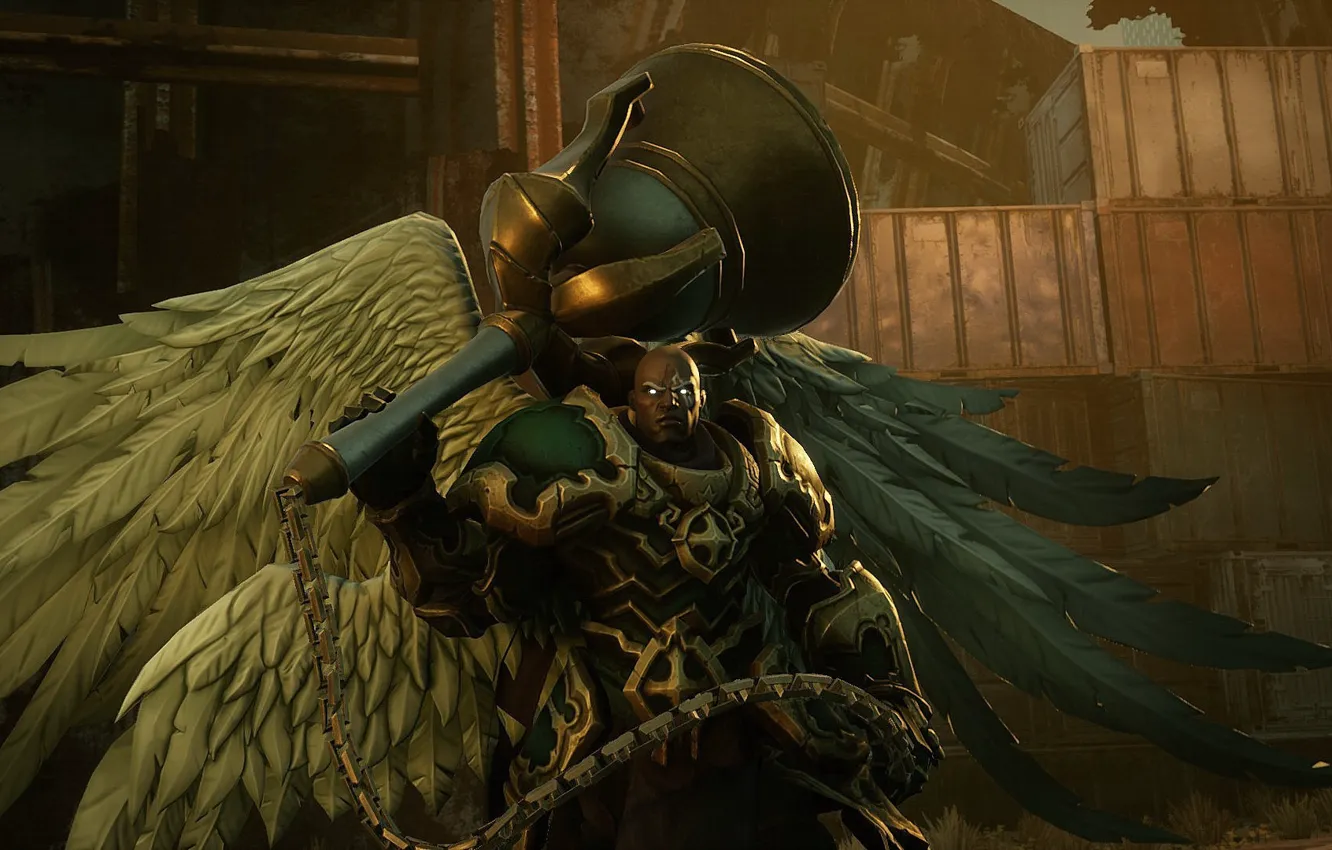 Фото обои крылья, воин, game, архангел, Darksiders III, Узиэль