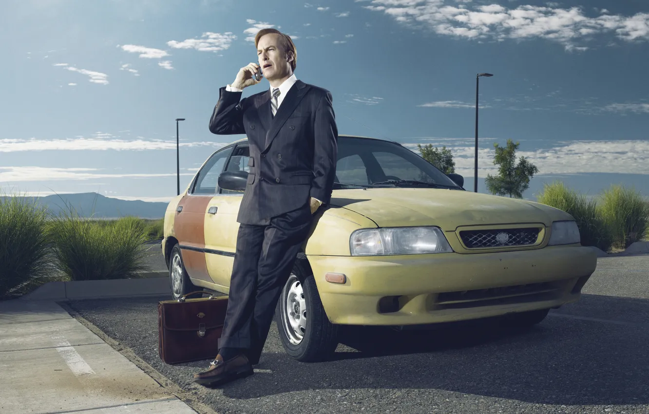 Фото обои машина, костюм, сумка, amc, Bob Odenkirk, лучше позвоните солу, better call saul