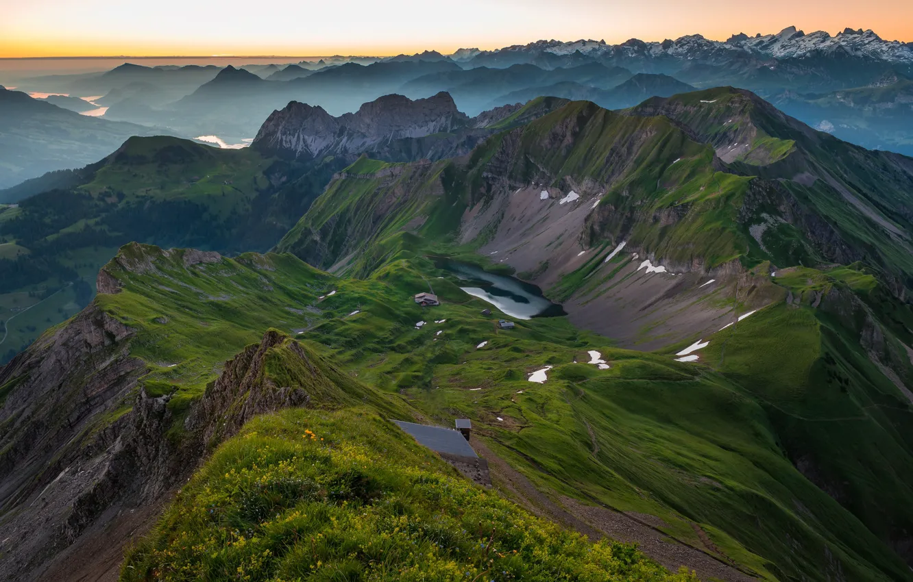 Фото обои горы, Швейцария, горизонт, Альпы