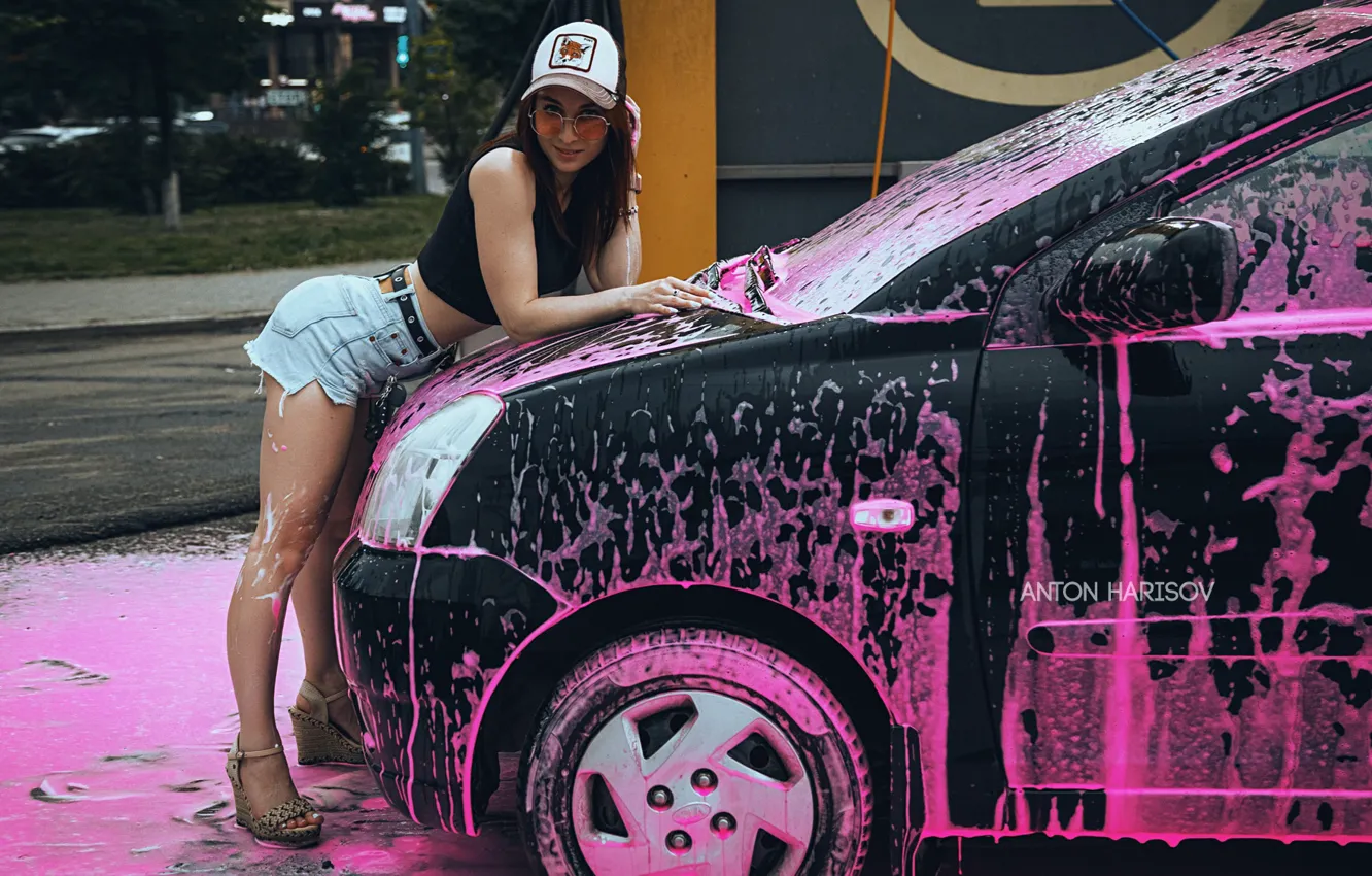 Фото обои model, Kia, women, redhead, vehicle, sunglasses, jean shorts, women outdoors