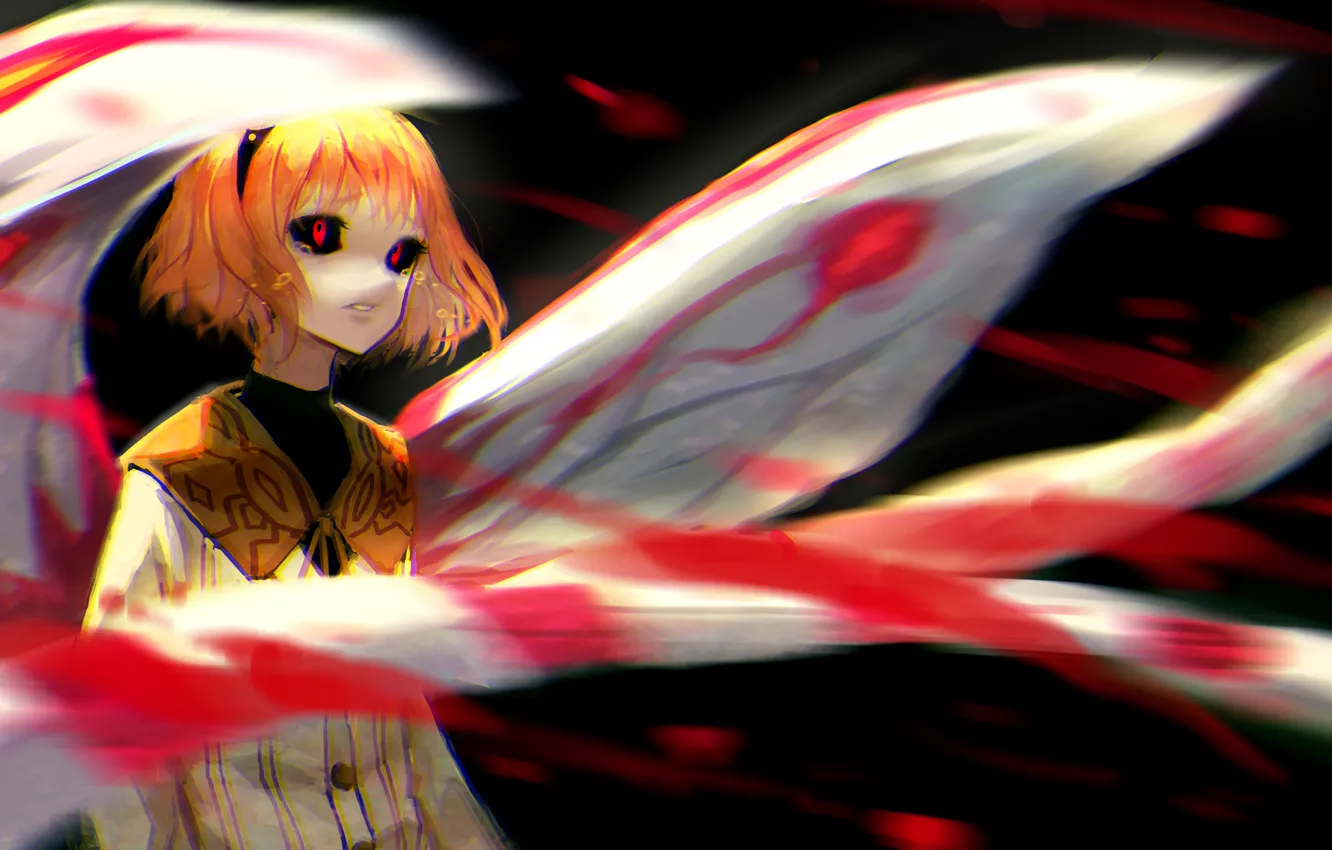 Фото обои крылья, аниме, арт, девочка, токийский гуль, Tokyo Ghoul, sai ichirou, fueguchi hinami