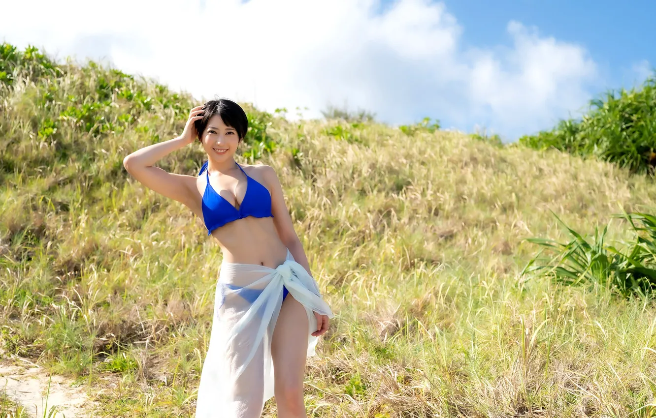 Фото обои Asian, Model, Smile, Woman, Pretty, Japanese, Outdoor, Shorthair