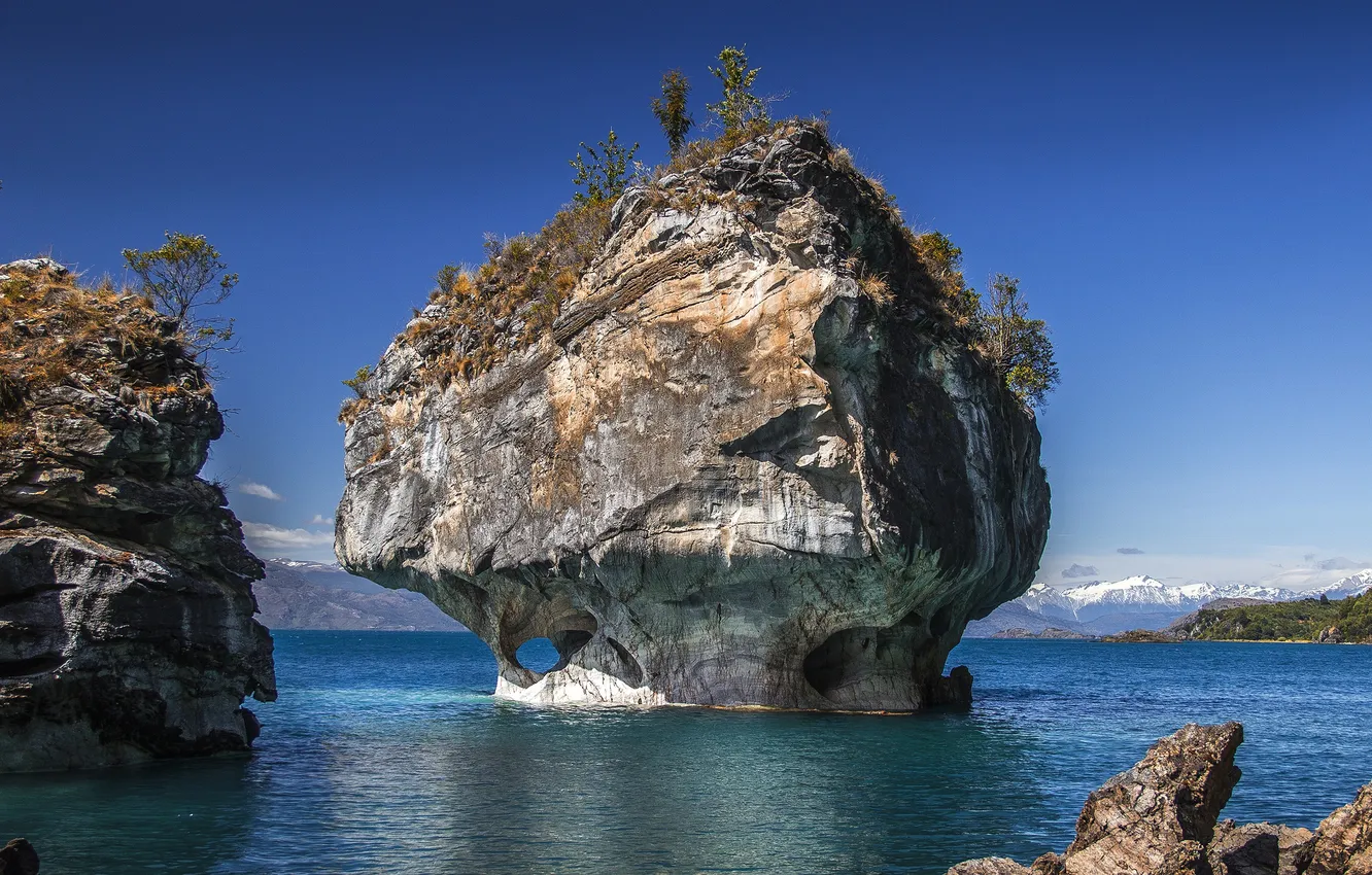 Фото обои скала, океан, Патагония, LANDSCAPE, PATAGONIA