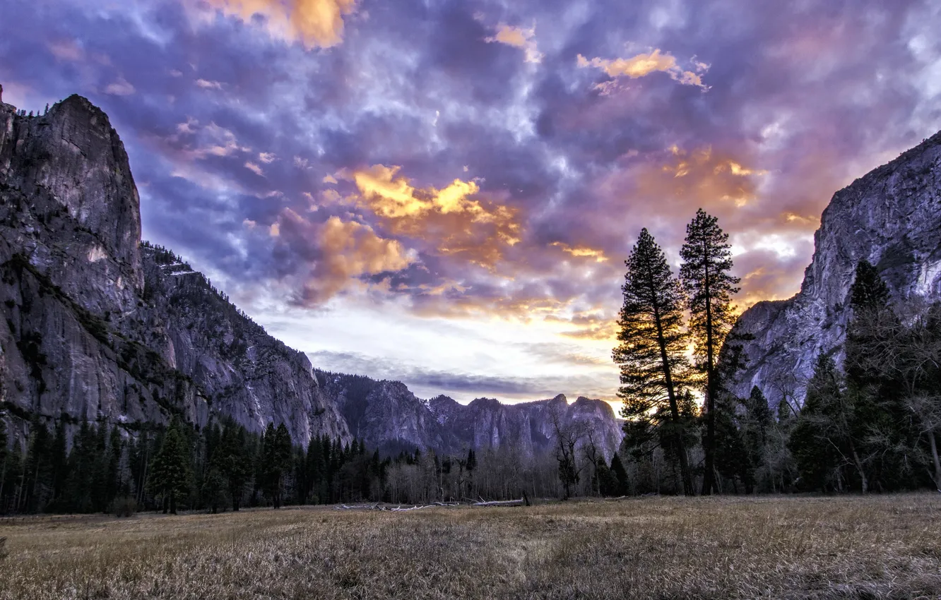 Фото обои пейзаж, Yosemite National Park, Yosemite Valley Sunset