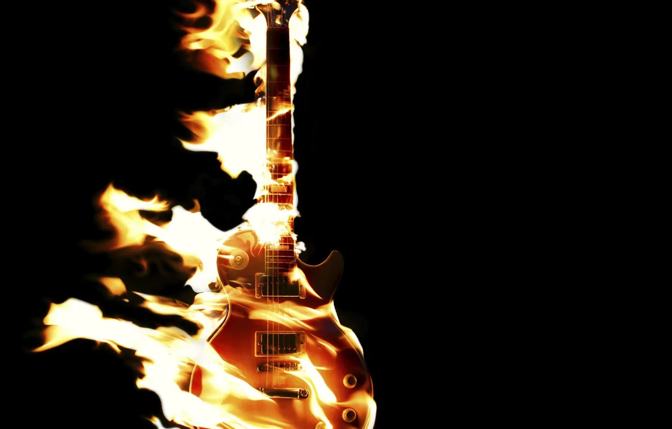Фото обои энергия, огонь, гитара