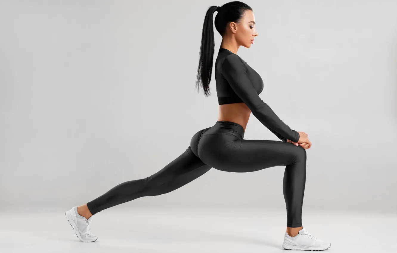 Фото обои gym, leggings, buttock, woman fitness, activewear, woman exercises, woman streching, woman workout