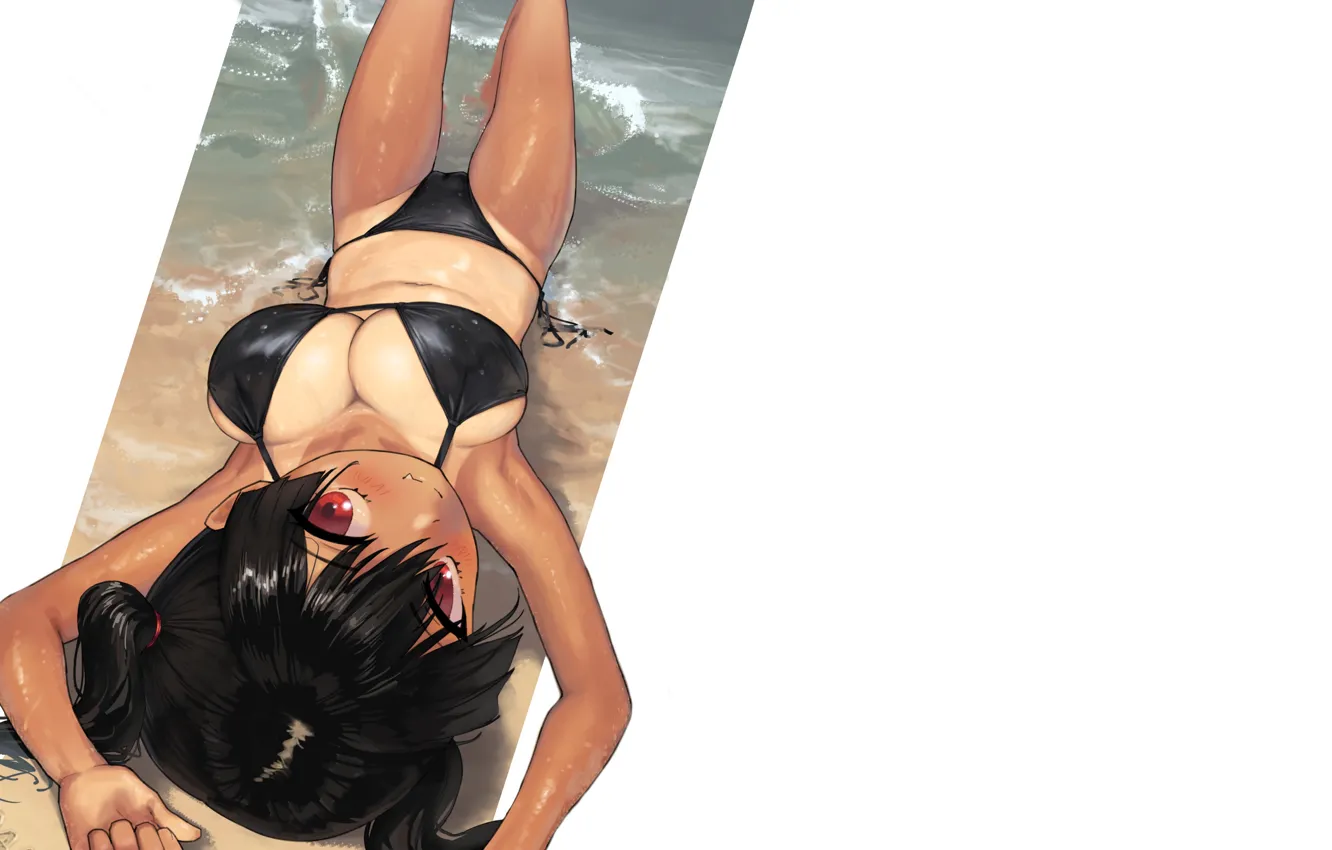 Фото обои kawaii, girl, hot, sexy, beach, ocean, boobs, anime