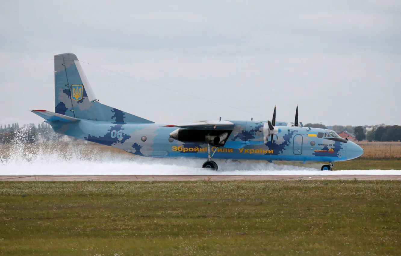 Фото обои Самолет, Украина, Ан-26, Военно-транспортный, АНТК имени О. К. Антонова, ВВС Украины