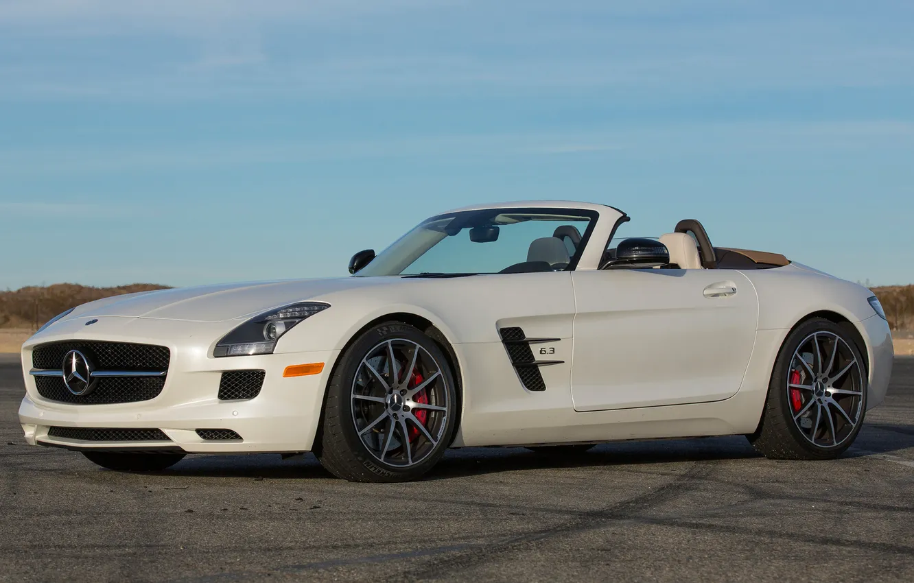 Фото обои car, Roadster, Mercedes-Benz, white, AMG, SLS, wallpapers