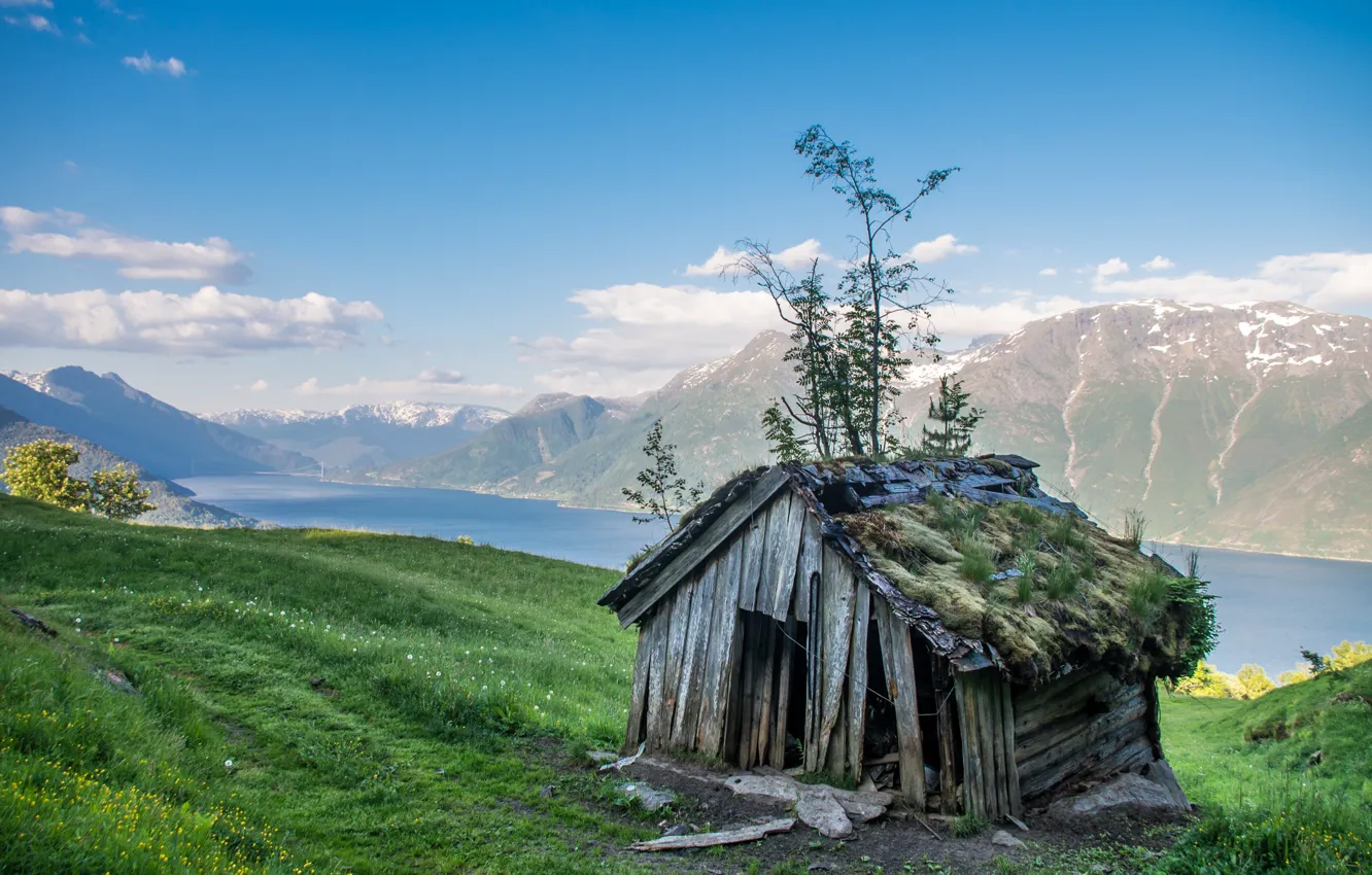 Фото обои landscape, ruins, abandoned, hut