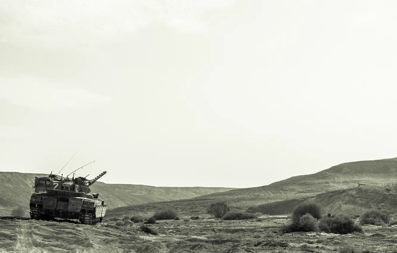 Фото обои поле, природа, танк, боевой, основной, Merkava, Израиля, «Меркава»