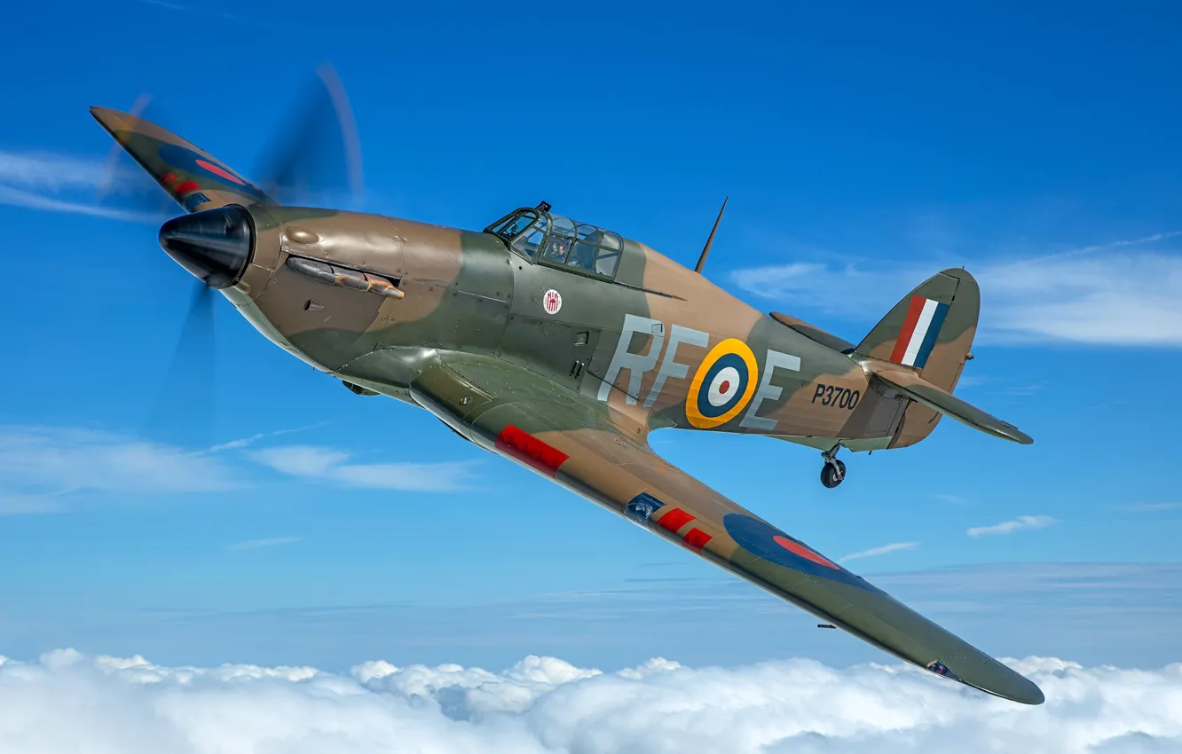 Фото обои Винт, Истребитель, Пилот, Hawker Hurricane, Hurricane, RAF, Вторая Мировая Война, Hawker Hurricane MK1