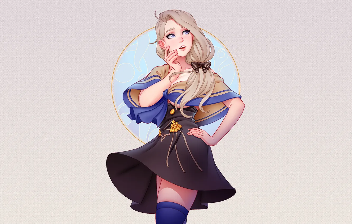 Фото обои long hair, Nintendo, blonde, looking up, skirt, anime girls, simple background, underboob