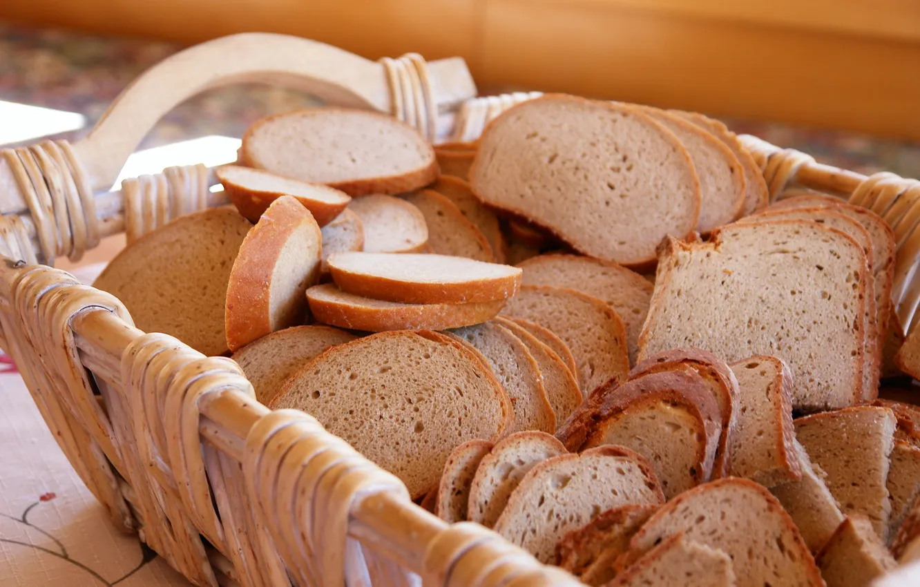Фото обои корзина, хлеб, ломтики
