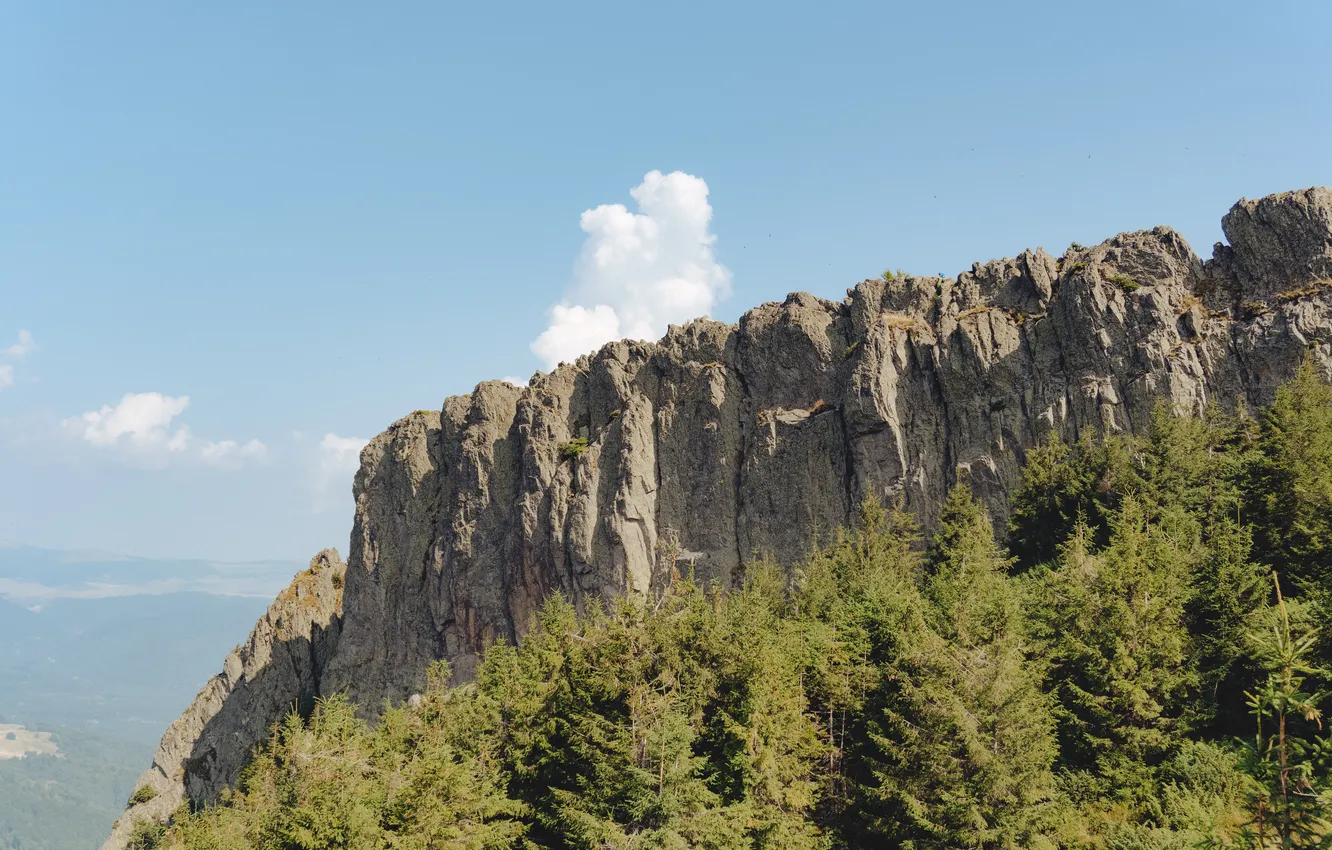 Фото обои clear sky, photography, trees, landscape, nature, mountains, clouds, rocks