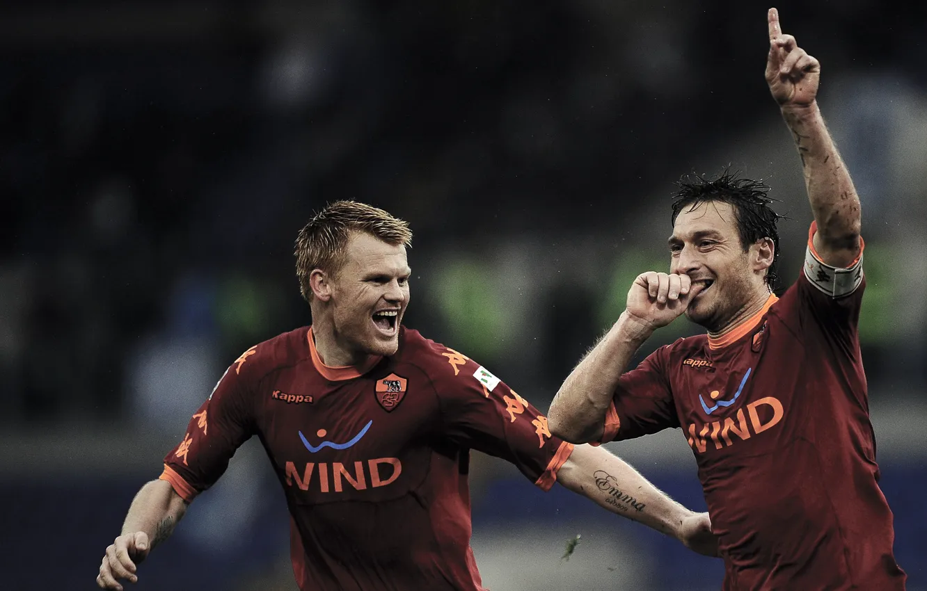 Фото обои футбол, football, тотти, Riise, Totti, AS Roma