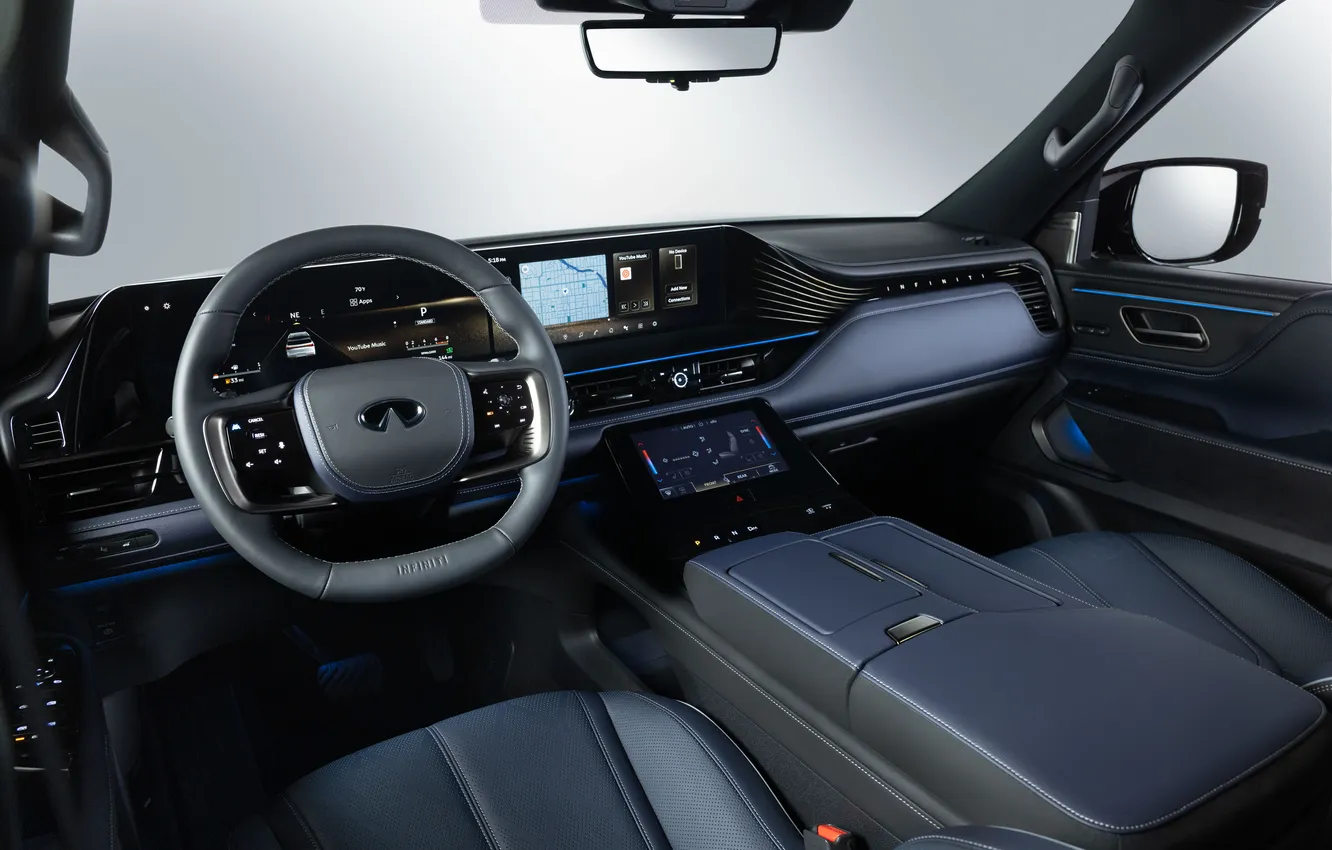 Фото обои руль, Infiniti, дисплей, панель приборов, Внедорожник, Sport, торпедо, SUV