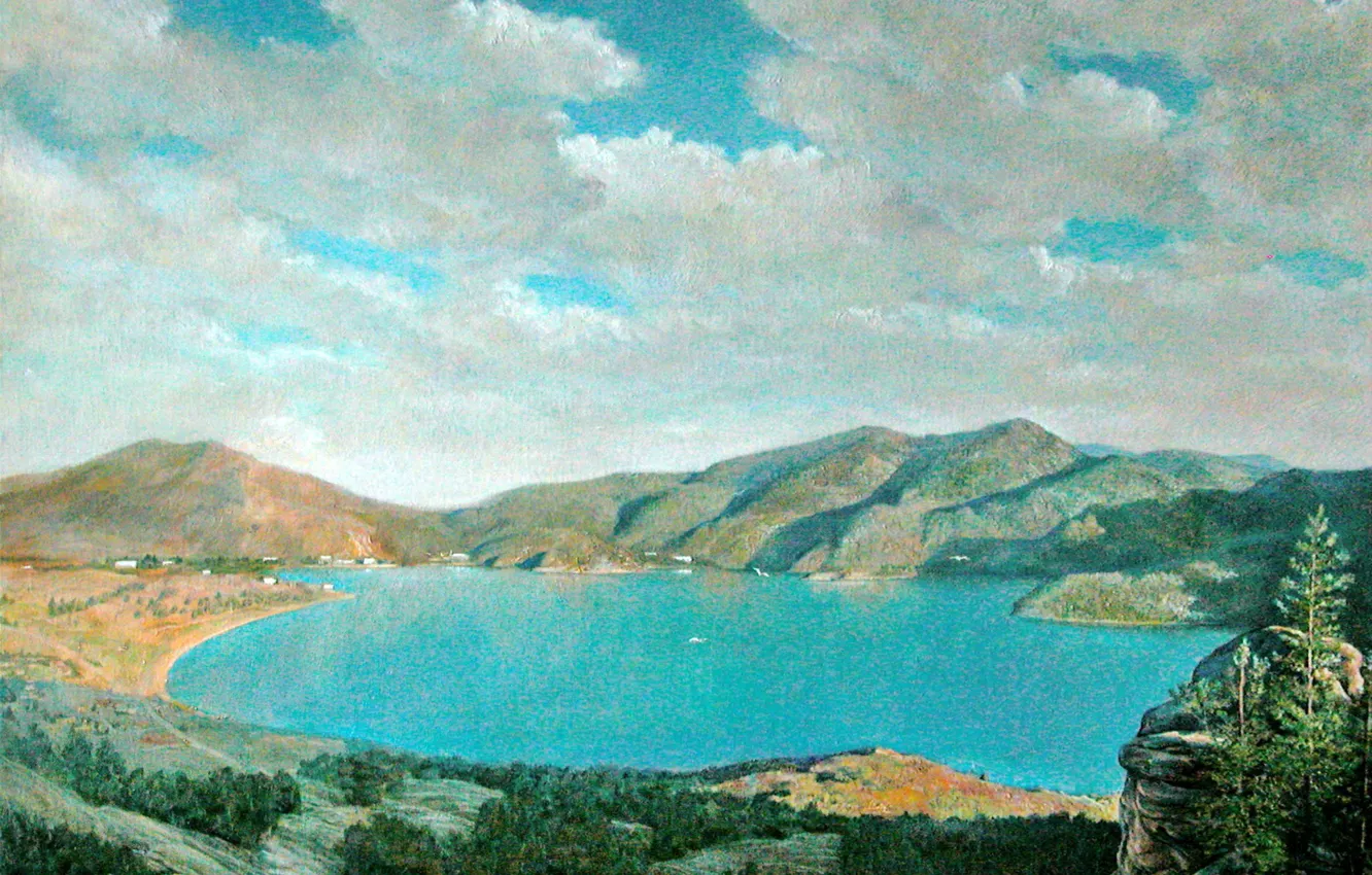 Фото обои озеро, камни, сопки, Айбек Бегалин, 2009г, Баянаул
