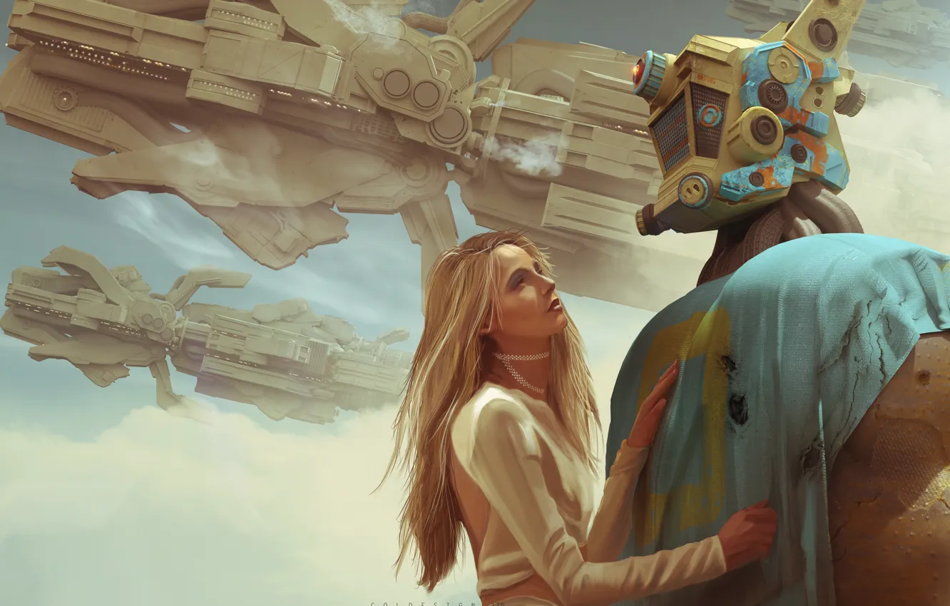 Фото обои девушка, робот, Col Price, The Saviors Return, космические станции
