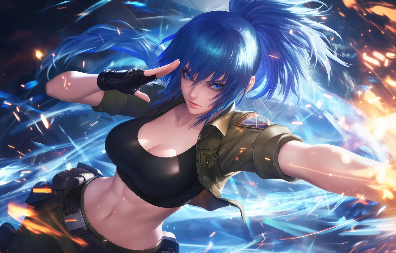 Фото обои game, king of fighters, leona heidern