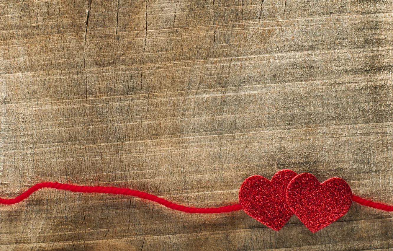 Фото обои фон, дерево, сердца, сердечки, красные, нитка