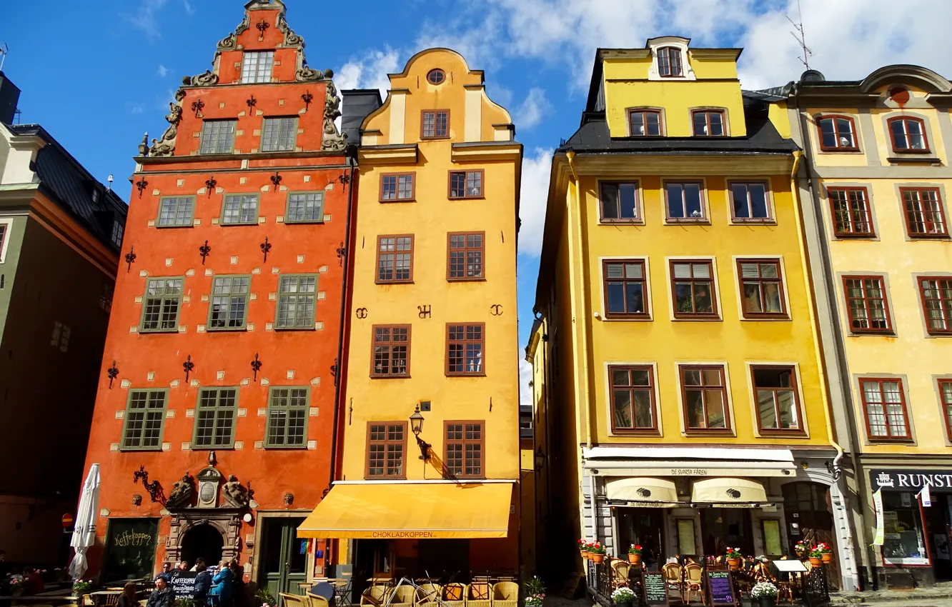 Фото обои улица, здания, Стокгольм, Швеция, Sweden, street, building, Stockholm