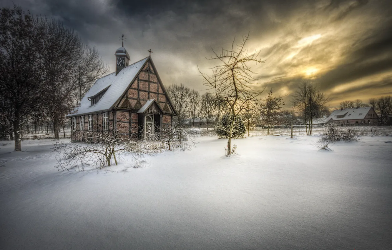 Фото обои церковь, Germany, winter